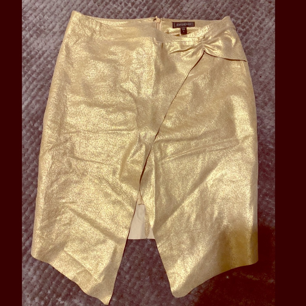 Bebe leather gold skirt